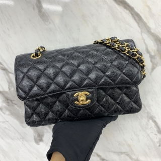 CHANEL BAG CLASSIC FLAP A01113 23CM DOUBLE FLAP CAVIAR BLACK GHW NO.29 WC