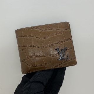 LOUIS VUITTON SLG MULTIPLE CROCODILE BIFOLD WALLET BROWN