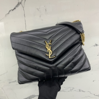 YSL BAG LOULOU 487216 CHAIN SHOULDER GHW BLACK
