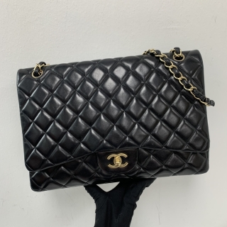 CHANEL BAG LAMBSKIN SINGLE FLAP BLACK GHW 30CM 13505230