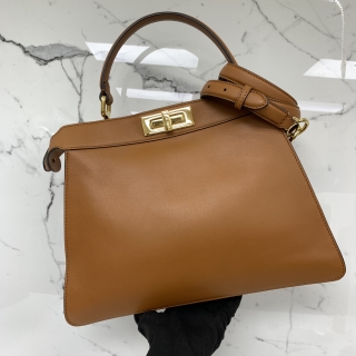 FENDI BAG PEEKABOO 8BN321 ISEEU 2WAY MEDIUM LEATHER BROWN