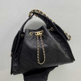 CHANEL BAG 25 CHANEL25 AS5293 SMALL CAVIAR HOBO BLACK GHW MICROCHIP (BAG ONLY) A50TKGH5