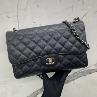 CHANEL BAG CLASSIC FLAP CAVIAR SKIN 30CM JUMBO W DOUBLE FLAP SHW NO.16 W/CARD 16439048
