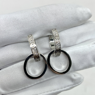 CARTIER FINE JEWELRY EARRINGS LOVE HALF PAVE DIAMOND MULTIWEAR DOUBLE HOOP AU750 11.57G FULLSET 2025 771DEA