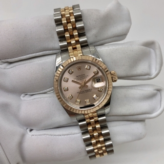 ROLEX WATCH DATEJUST 179171G DIAMOND INDEX ROSE DIAL FULL SET 2011 311629T0