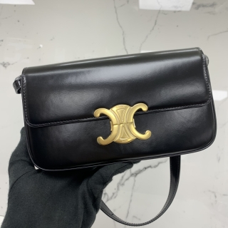 CELINE BAG TRIOMPHE CLAUDE ONE SHOULDER BLACK U-IP-0273