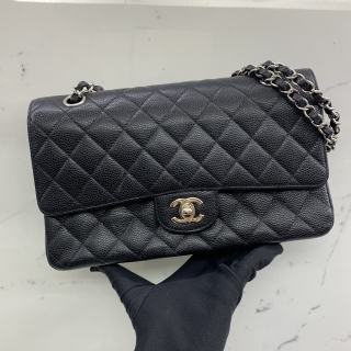 CHANEL BAG CAVIAR SKIN CLASSIC WFLAP 25CM MEDIUM NO. 14 SHW BLACK 14656287
