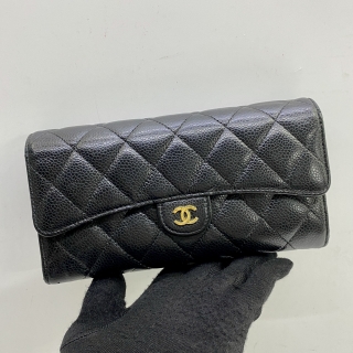 CHANEL SLG CAVIAR SKIN LONG WALLET  NO.25 W/CARD 25184661