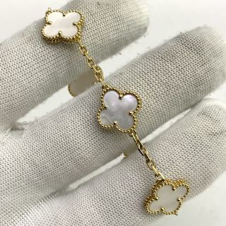 VAN CLEEF & ARPELS FINE JEWELRY BRACELET VINTAGE ALHAMBRA 5P MOP, FULL SET 11.07G JD338232