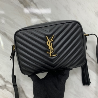 YSL BAG LOULOU 612544 CAMERA SHOULDER TASSEL BLACK GHW