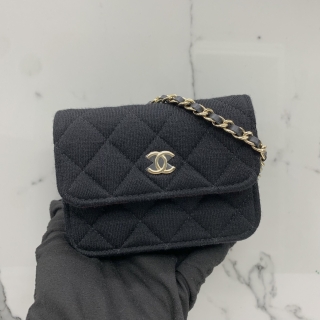 CHANEL BAG JERSEY VIP NOVELTY MINI CHAIN SHOULDER BLACK RFID XT62KL62