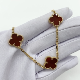 VAN CLEEF & ARPELS FINE JEWELRY NECKLACE VCARD40600 VINTAGE ALHAMBRA CARNELIAN 10 MOTIF YG750 26.1G FULL SET 2018