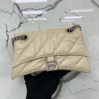BALENCIAGA BAG 716351 CRUSH HOURGLASS, CHAIN SHOULDER BEIGE