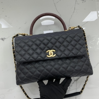 CHANEL BAG MATELASSE CAVIAR SKIN COCO HANDLE MAXI BLACK SHW WITH PYTHON 2425456
