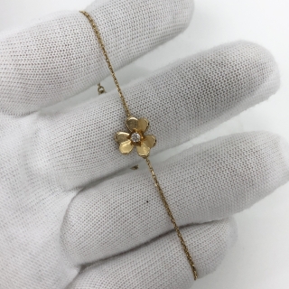 VAN CLEEF & ARPELS FINE JEWELRY BRACELET MINI FRIVOLE 1PD DIAMOND  YG750 2.3G (W 2023 CERT, RECEIPT, BOX) JF251155