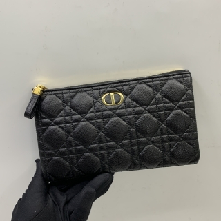 DIOR SLG CANNAGE SMALL BLACK CARO SLIM POUCH 86-MA-0293