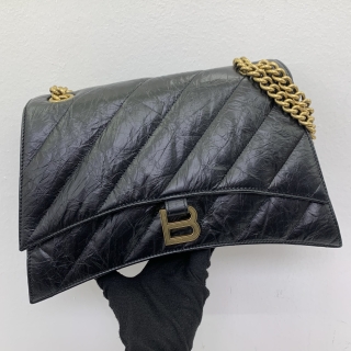 BALENCIAGA BAG 785602 MEDIUM CRUSH CHAIN BLACK