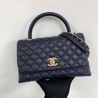CHANEL BAG CAVIAR SKIN A92991 COCO HANDLE MEDIUM 2WAY BLUE NO.27