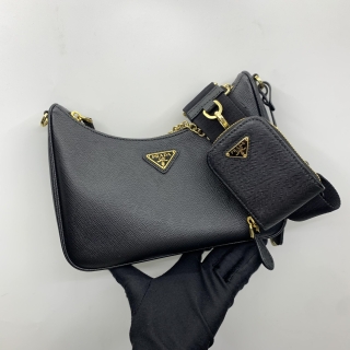 PRADA BAG SAFFIANO 1BH204 BH204 RE-EDITION 2005 RE-EDITION 2WAY BLACK GHW