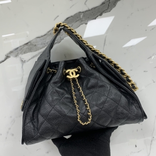 CHANEL BAG CAVIAR SKIN AS5293 CHANEL25 SMALL BLACK GHW MICROCHIPPED