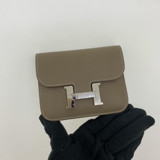 HERMES SLG CONSTANCE SLIM COMPACT EPSOM ETOUPE SHW W/POUCH Y STAMP