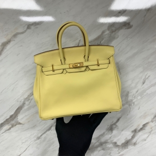 HERMES BAG BIRKIN 25 SWIFT JAUNE POUSSIN GHW T STAMP
