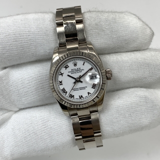 ROLEX WATCH DATEJUST 179179 ROMAN INDEX WHITE DIAL WG750 102.2G WATCH ONLY K601730
