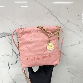 CHANEL BAG CAVIAR SKIN CHANEL22 AS3980 MINI GHW PINK MICROCHIPPED E4TTU779
