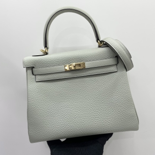 HERMES BAG KELLY II RETOURNE 25 VEAU TOGO GRIS NEVE GHW B STAMP BST306HI