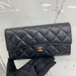 CHANEL SLG CLASSIC FLAP WALLET, CAVIAR BLACK GHW 31837558