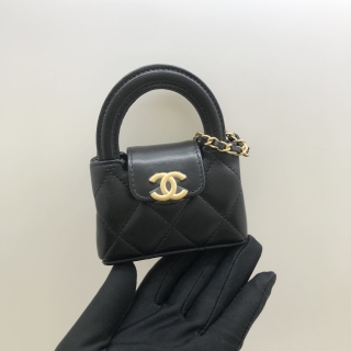 CHANEL SLG MATELASSE AP4991 2WAY MINI BAG CHARM GHW BLACK RFID MICROCHIP K2UNKA72