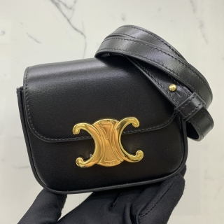 CELINE BAG TRIOMPHE MINI CLAUDE IN SHINY CALFSKIN SHOULDER BLACK W-RG-3253