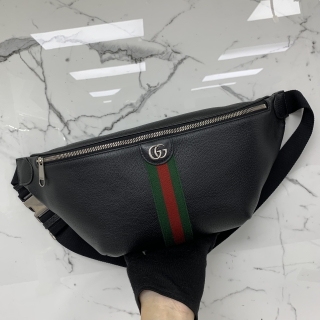 GUCCI BAG OPHIDIA 839104 LEATHER LARGE BELT BUM WAIST BAG BLACK