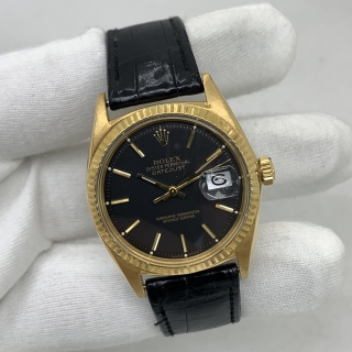 ROLEX WATCH DATEJUST 1061 GOLD BLACK DIAL WATCH ONLY 1051880