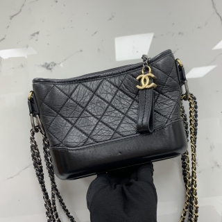 CHANEL BAG GABRIELLE SMALL 20CM CHAIN SHOULDER BLACK MICROCHIPPED LP0G330J