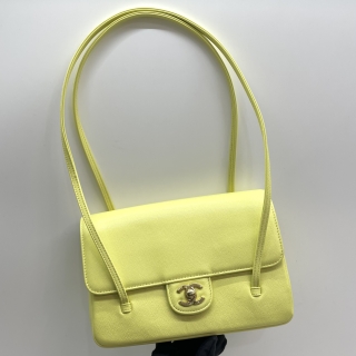 CHANEL BAG AS6130 2026SS PREPPY COCO SMALL FLAP BAG SHOULDER YELLOW GHW MICROCHIP