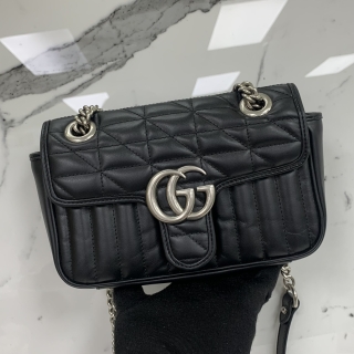 GUCCI BAG MARMONT 446744 GG CHAIN SHOULDER BLACK