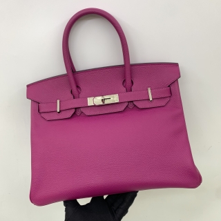 HERMES BAG BIRKIN 30 EPSOM ROSE POURPRE PHW C STAMP