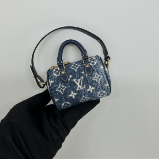 LOUIS VUITTON ACCESSORY M00546 DENIM MICRO SPEEDY BAG CHARM IK0979