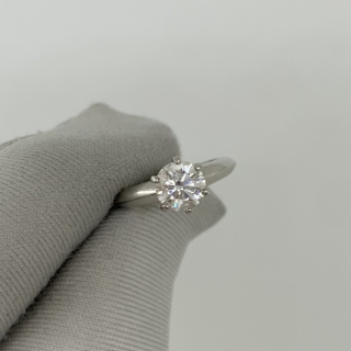 TIFFANY FINE JEWELRY RING PT950 SOLITAIRE DIAMOND RING W/CERTIFICATE 1PD 0.92CT H-EX-VS1-NONE 5.74G 28719817