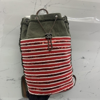 CHANEL BAG  A93671 CRUISE 2017 CUBANO TRIP BACKPACK BAG IN CANVAS AND SEQUINS 23583312