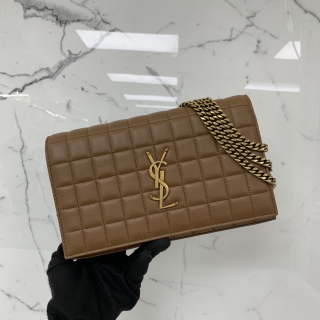 YSL BAG CASSANDRA 743346 CHAIN WALLET WOC BROWN GHW