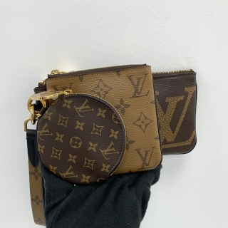 LOUIS VUITTON BAG REVERSE MONOGRAM POCHETTE TRIO WRISTLET CLUTCH FJ5119