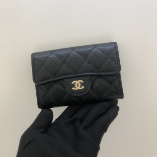 CHANEL SLG CAVIAR SKIN CARD HOLDER MICROCHIP EL7904A3