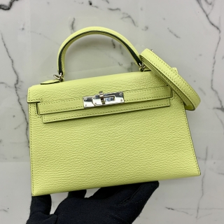HERMES BAG MINI KELLY CHEVRE GREEN Z STAMP Z18181UM