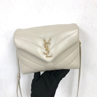 YSL BAG LOULOU 678401 TOY LOULOU SHOULDER CREME WHITE GHW