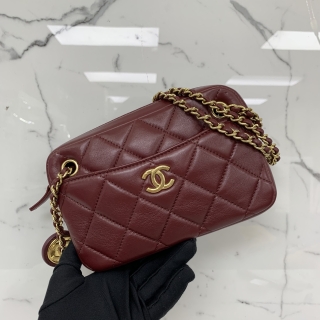 CHANEL BAG MATELASSE AS5190 LAMBSKIN MINI CAMERA CASE CHAIN SHOULDER RFID/MICROCHIP RED