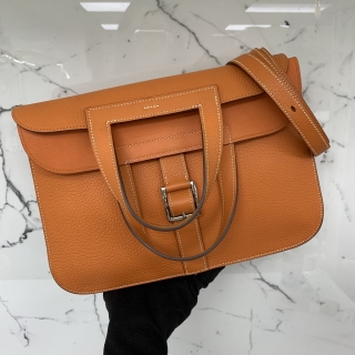 HERMES BAG HALZAN 31 CLEMENCE ORANGE STAMP T T BT 011 TD