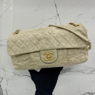 CHANEL BAG MATELASSE LAMBSKIN CHAIN SHOULDER GHW BEIGE NO.15 W CARD 15943073