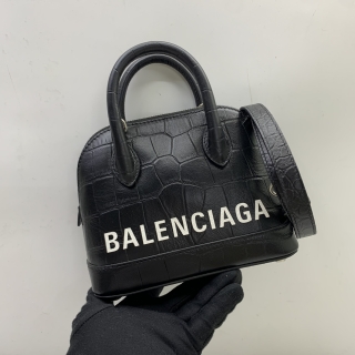 BALENCIAGA BAG 550646 XXS VILLE TOP HANDLE EMPOSSED BLACK 2 WAY